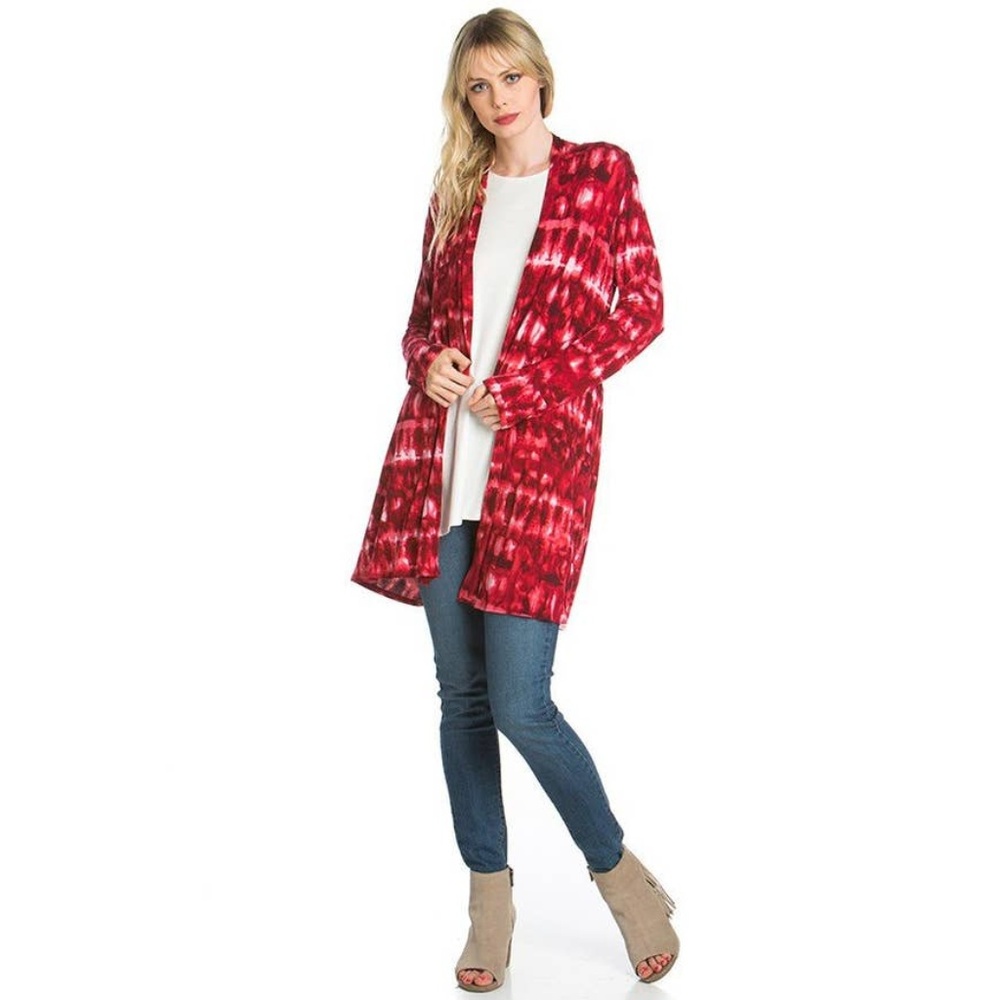🔥💯🔥Holiday Favorite Red Tie Dye Cardigan🔥💯🔥